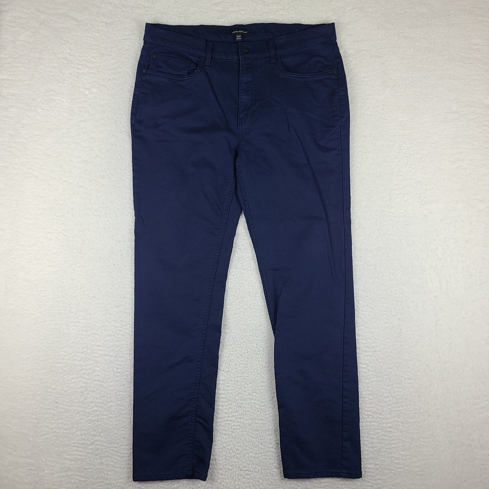 Banana Republic Travel Pants Mens 36x32 Blue Navy Slim Fit Chino‎ Khakis *